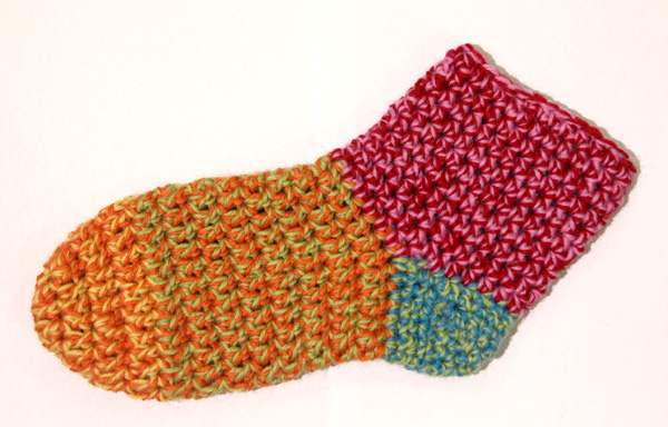 A colourful thick and quick crochet sock