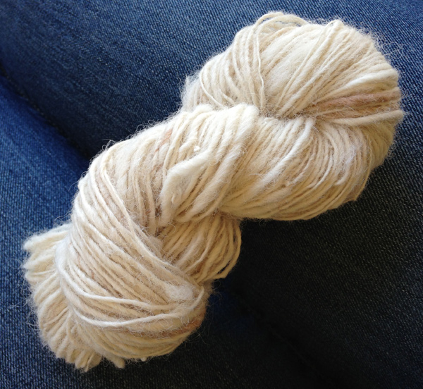 Spun alpaca yarn in a hank before setting the twist
