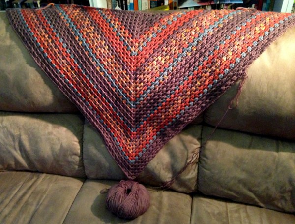 Granny triangle shawl - work in progress