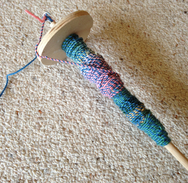 Plying with a drop spindle
