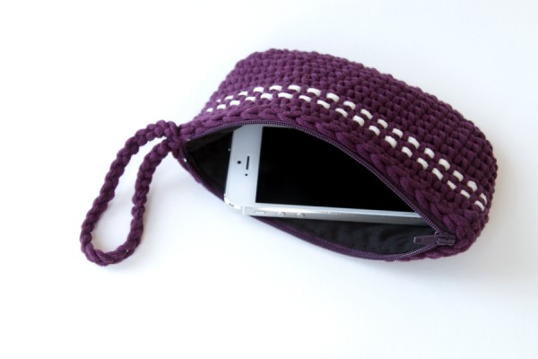 Purple crochet clutch purse