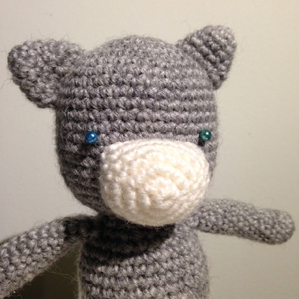 Testing the placement of eyes for an amigurumi cat