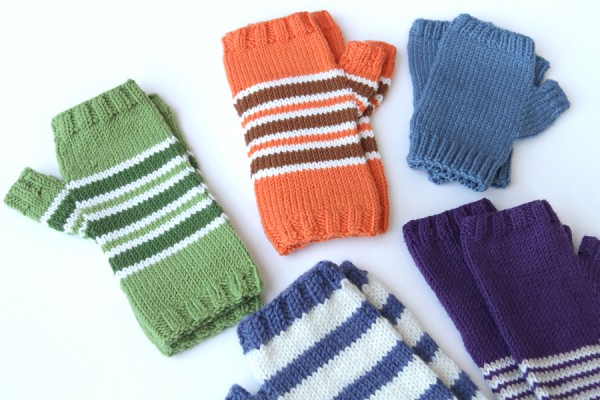 Lots of hand knit fingerless mittens