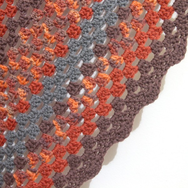 Close-up of crochet granny clusters