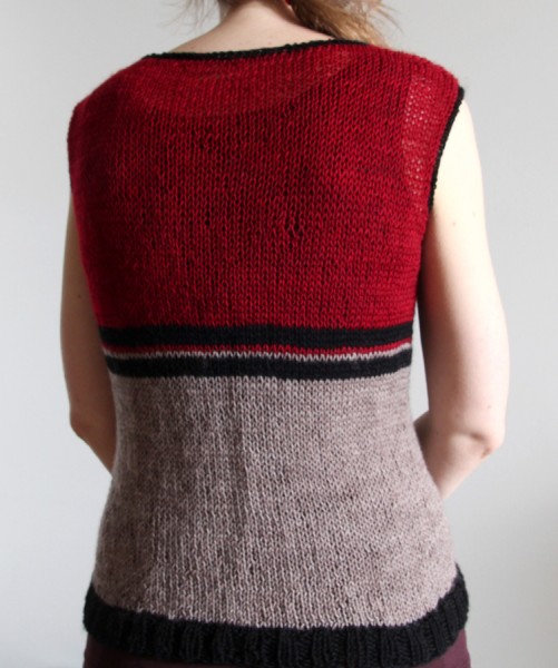 Back of a sleeveless knit top