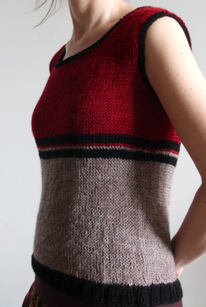 Side of a sleeveless knit top