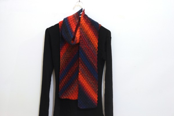 Diagonal stripe crochet scarf 